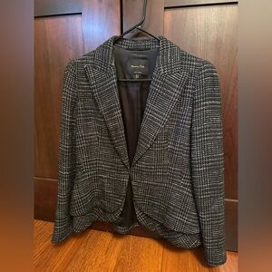 Massimo Dutti Black and White Checkered Blazer